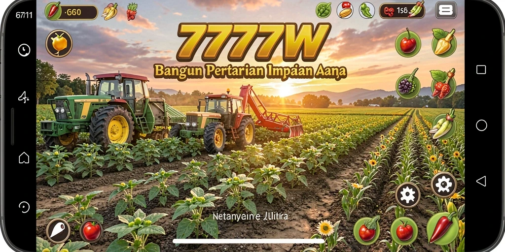 Tampilan gameplay 7777W saat bertani dan merawat hewan.