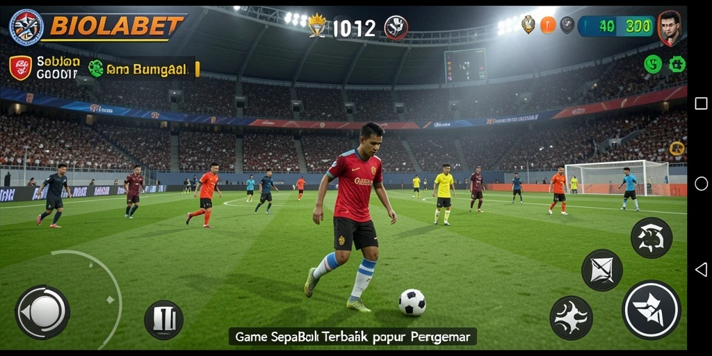 Tampilan gameplay BIOLABET yang menarik dan dinamis dalam aksi sepak bola.