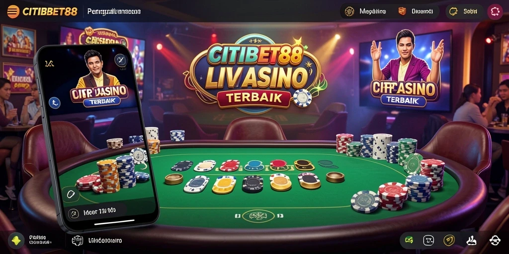 Screenshot utama CITIBET88 menampilkan dealer langsung dan gameplay seru.