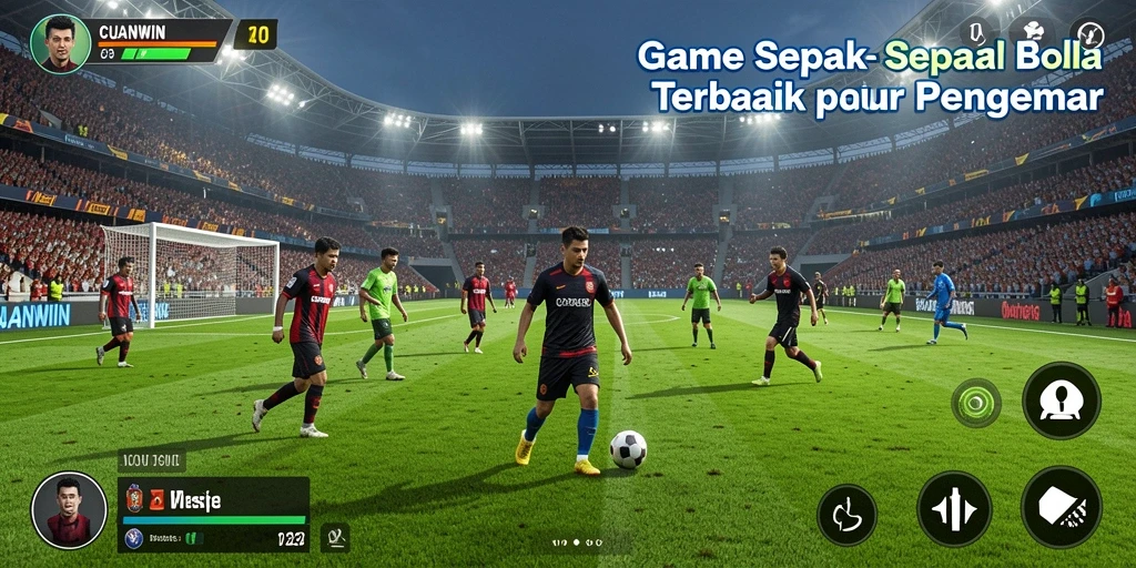 Screenshot gameplay CUANWIN dengan aksi sepak bola yang mendebarkan.