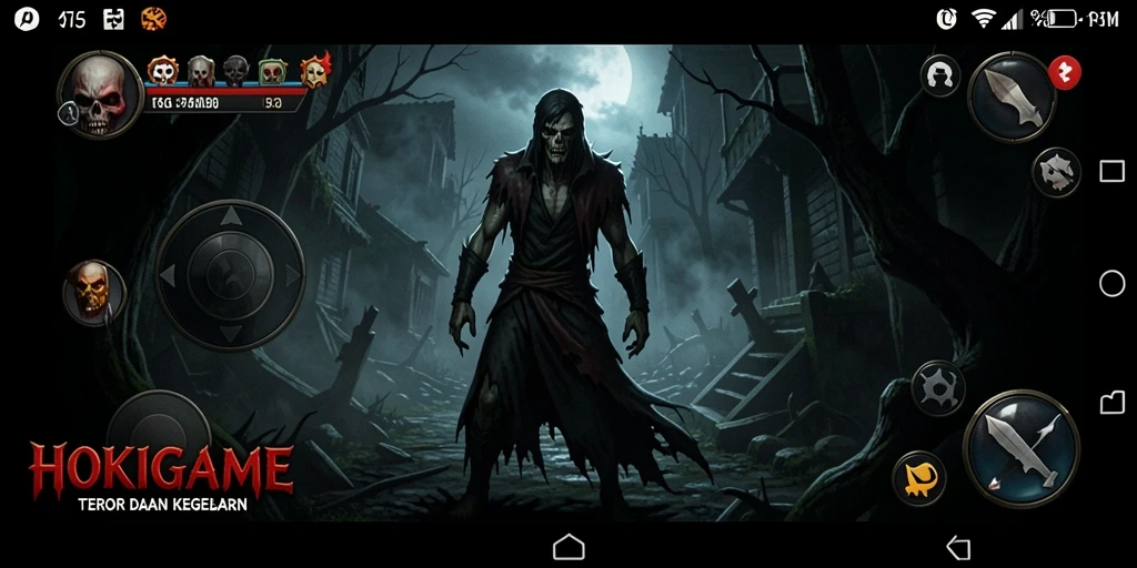 Screenshot menunjukkan aksi menakutkan dalam HOKIGAME.
