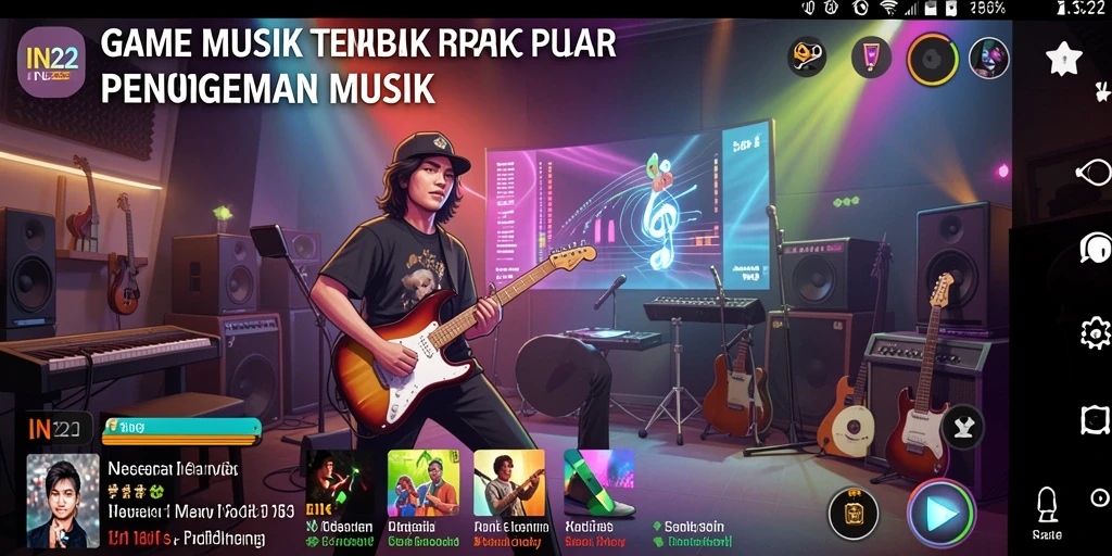 Screenshot gameplay IN22 menampilkan antarmuka bermain musik yang menarik.