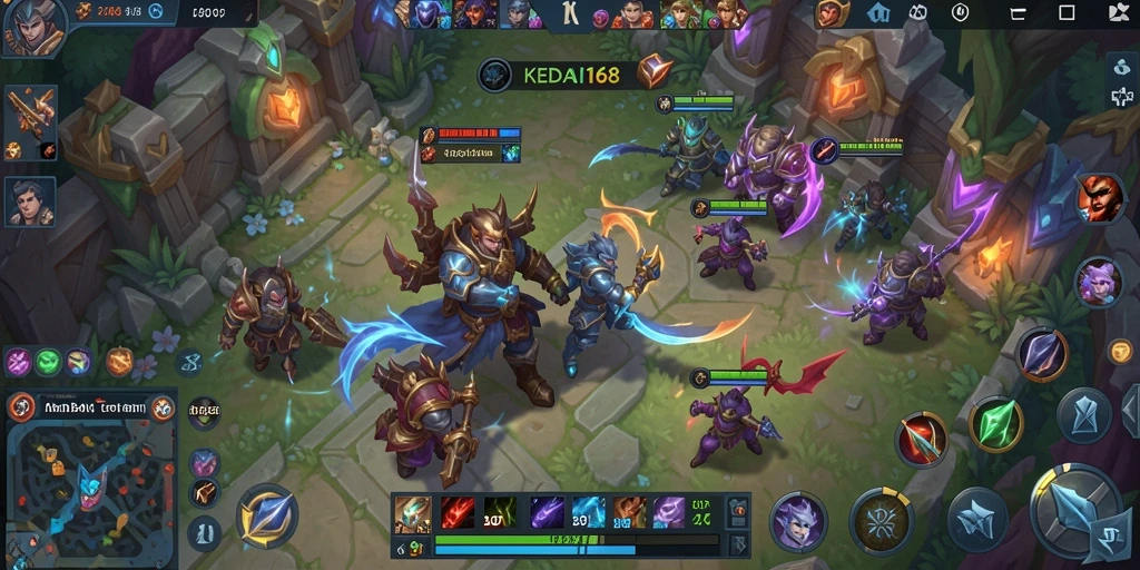 Tampilan gameplay KEDAI168 yang seru dan menarik di dalam pertempuran MOBA.