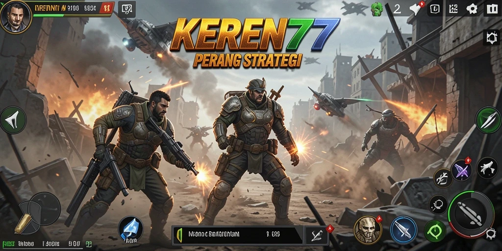 Screenshot gameplay KEREN77 yang memperlihatkan pertempuran strategis.