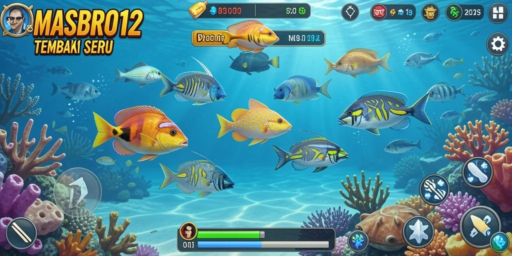 Tampilan seru gameplay Tembak Ikan di MASBRO12.