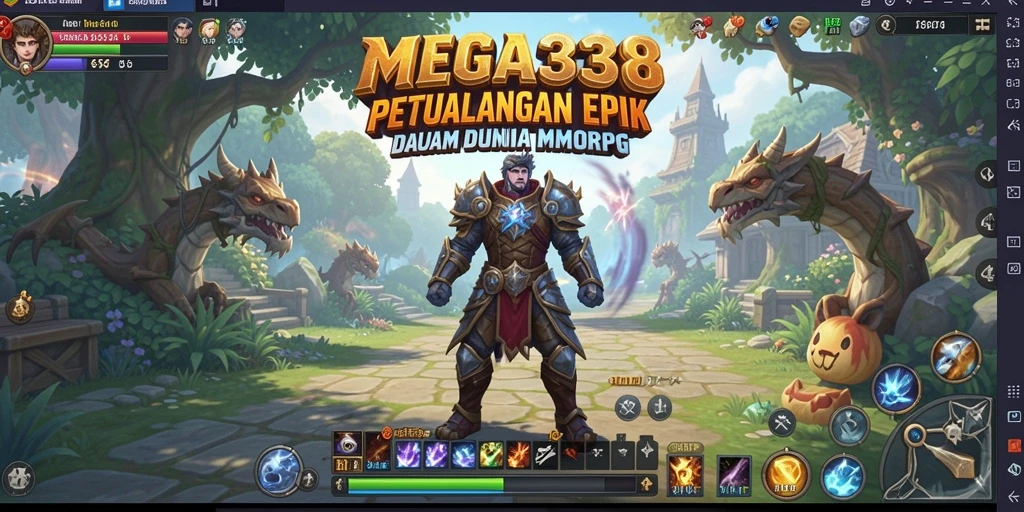 Screenshot gameplay utama MEGA338 menampilkan pertarungan seru dalam dunia MMORPG.
