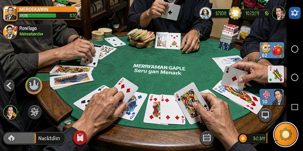 Screenshot gameplay MERDEKAWIN yang menampilkan aksi seru permainan Gaple.