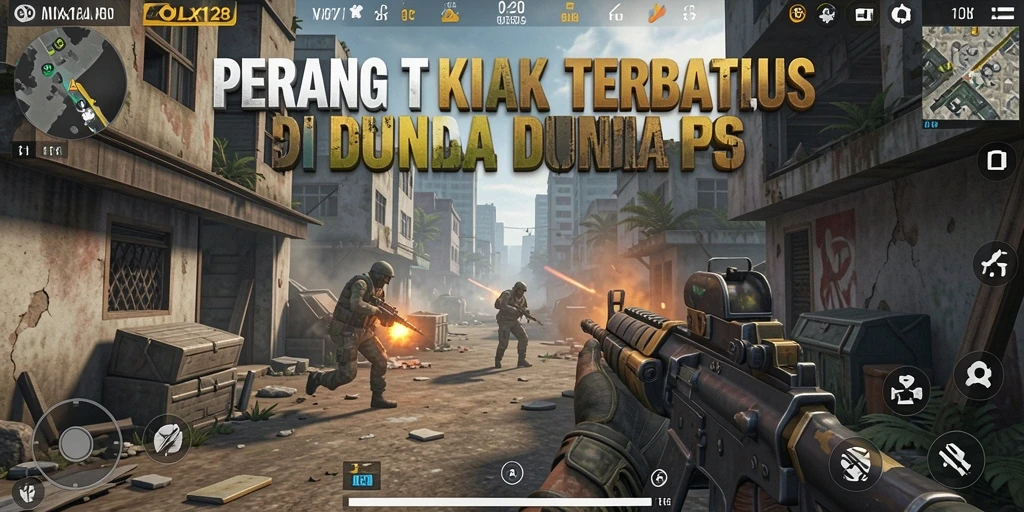 Menampilkan aksi seru dalam gameplay FPS OLX128.