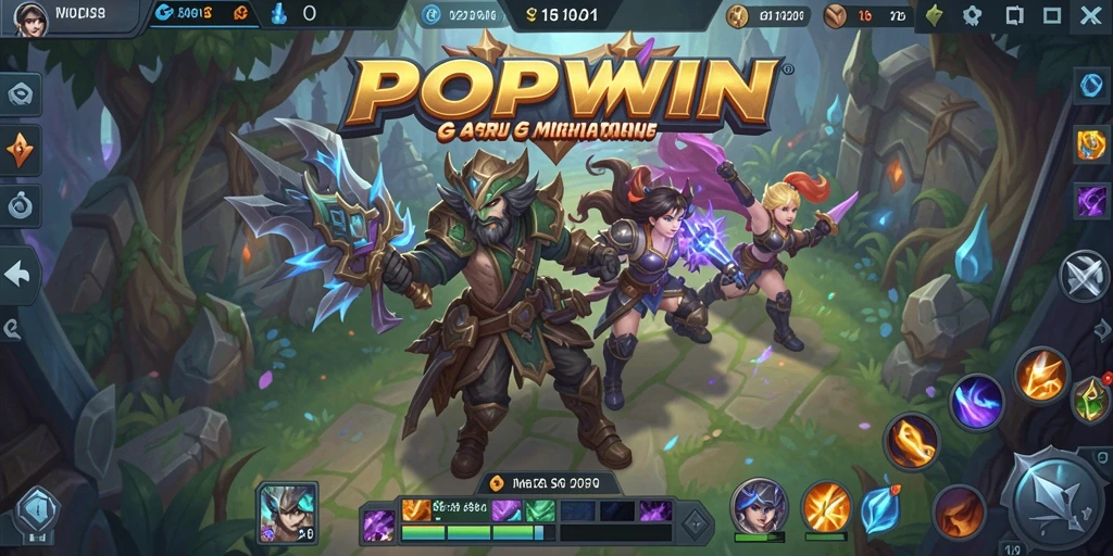 Screenshot utama dari gameplay seru POPWIN dengan aksi MOBA yang intens.
