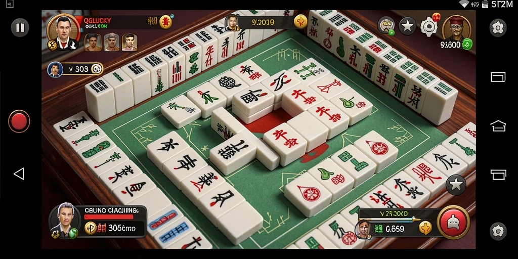 Screenshot QGLUCKY menampilkan gameplay Mahjong yang menarik.