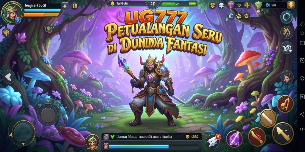 Screenshot utama UG777 menampilkan karakter menjelajahi dunia fantasi yang menakjubkan.